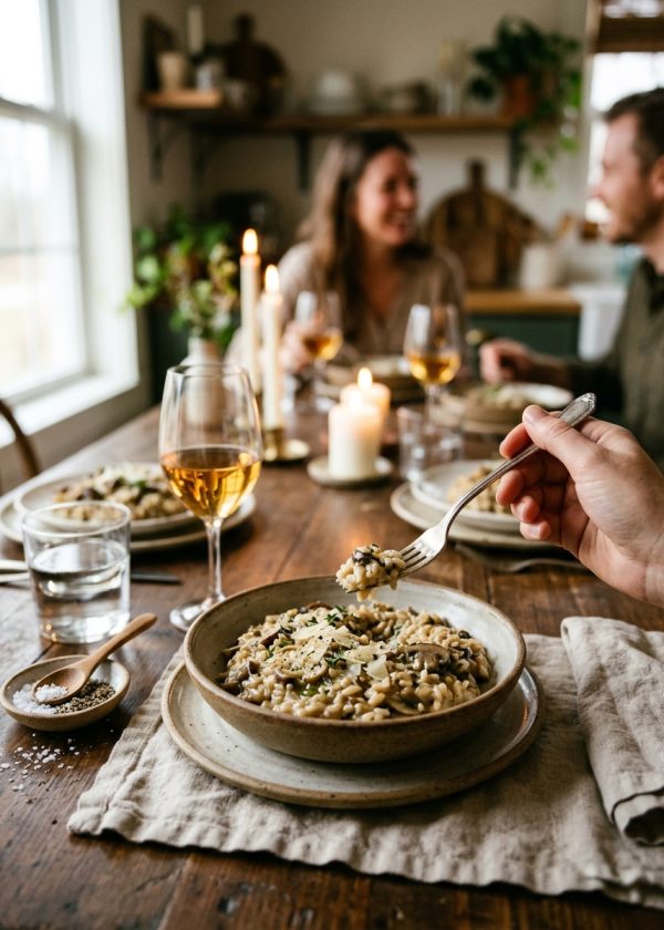 Risotto servi lors d'un dîner à la maison